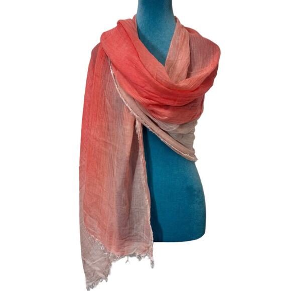 Eileen Fisher Peach Cream Modal Silk Scarf NWT - Picture 1 of 10